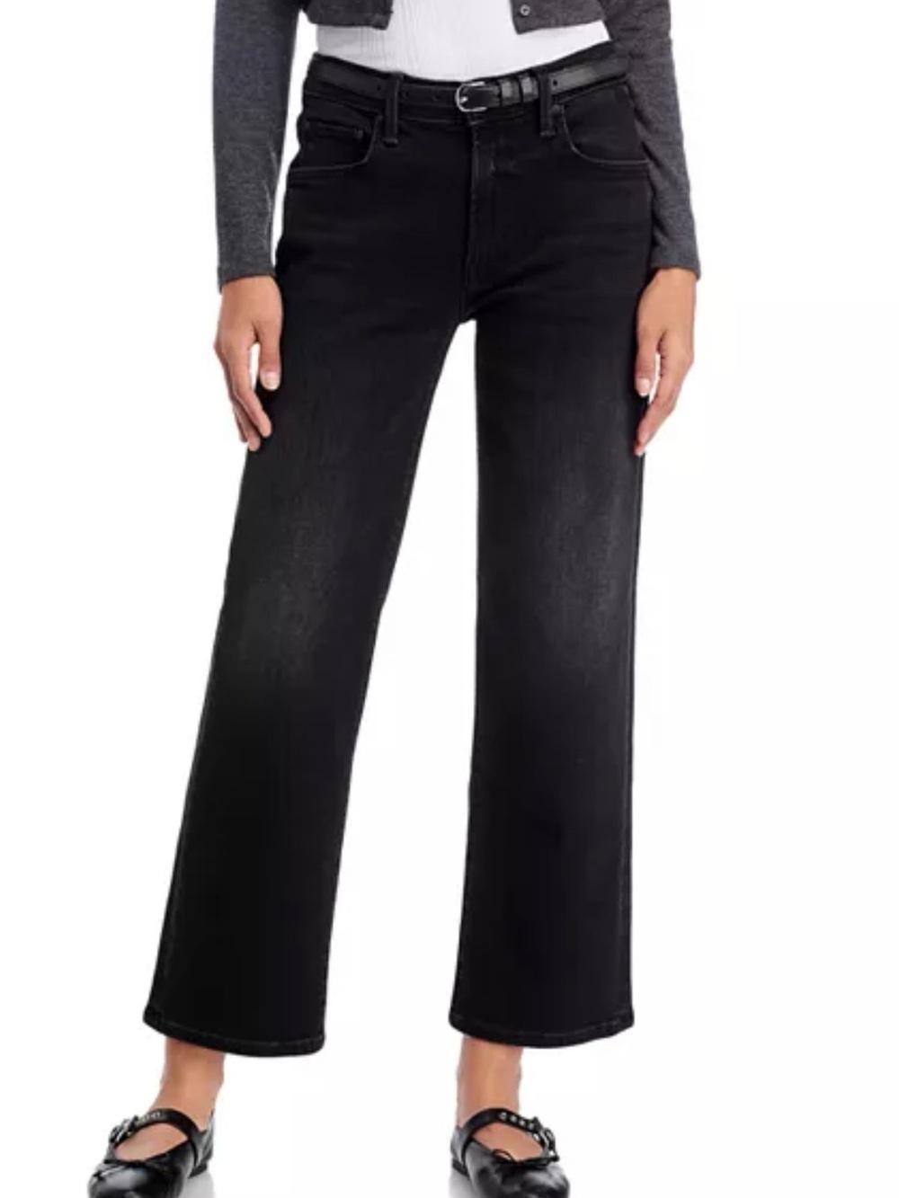 MOTHER Black Straight-Leg Jeans